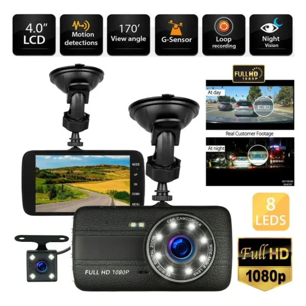 Conduce Seguro Cámara Soporte Grabación Conducir Visión Delantera Trasera