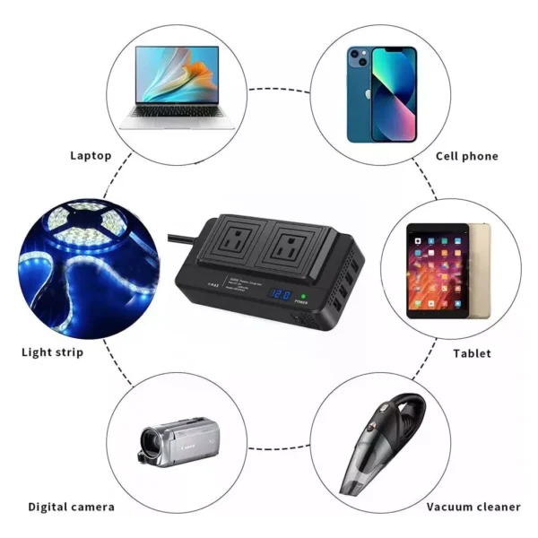 Inversor Multitoma Para Carro Portatil Usb Carro 200w Modelo 8300