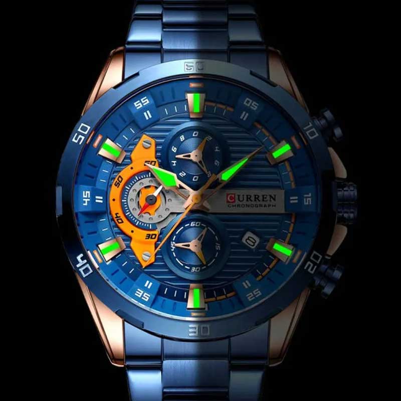 Reloj Curren 8402 Original Hombre Azul Acero Inoxidable Elegancia Casual - Imagen 5