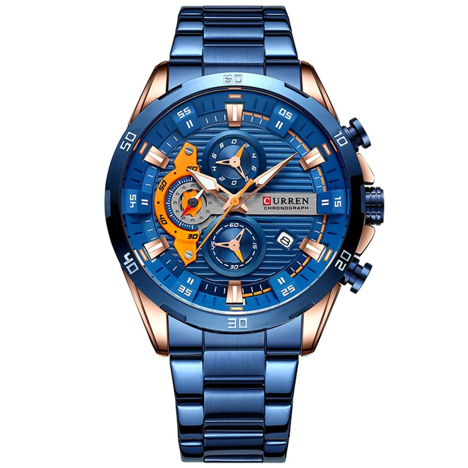 Reloj Curren 8402 Original Hombre Azul Acero Inoxidable Elegancia Casual