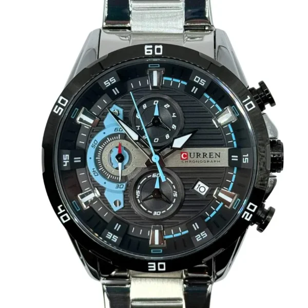 Reloj Curren 8402 Original Hombre Plata-Negro Acero Inoxidable Elegancia Casual