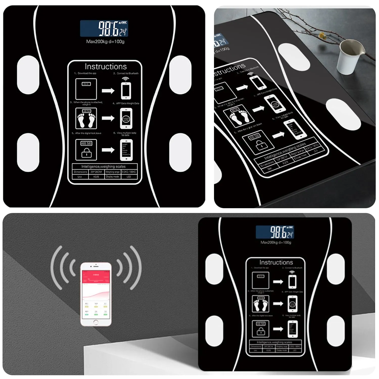 Báscula Corporal Digital de Bioimpedancia de Hasta 180 kg Control de Peso en Casa Bluetooth - Imagen 9