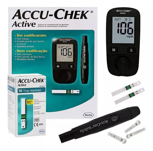 Glucómetro Accu-chek Active Negro – Control Azucar en Sangre Salud 50 Lancetas