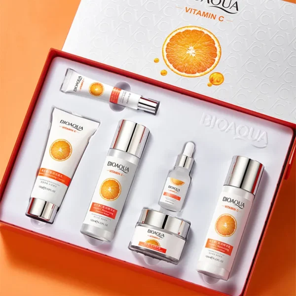 Kit Vitamina C Bioaqua Original – Aclarante Reafirmante – Caja De Lujo x6 Productos – Cuidado Facial – SkinCare