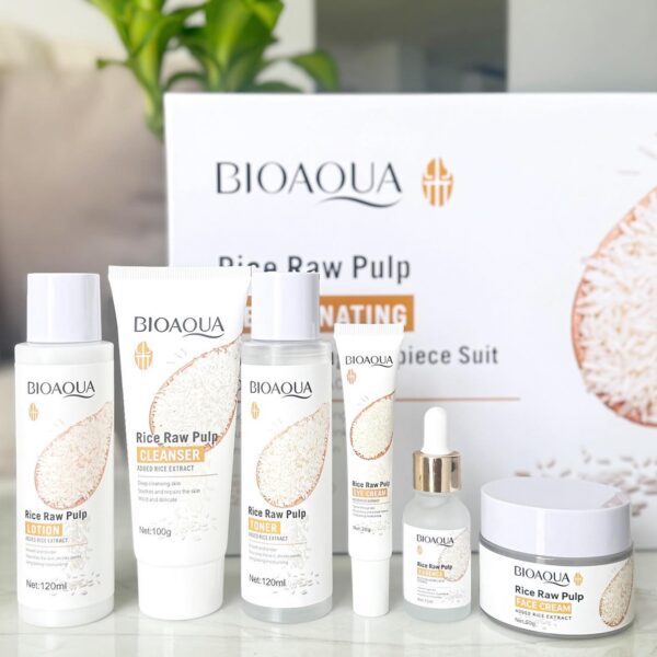 Kit De Arroz Bioaqua Antioxidante Rejuvenece Hidratante – Caja De Lujo x6 Productos – Cuidado Facial – SkinCare
