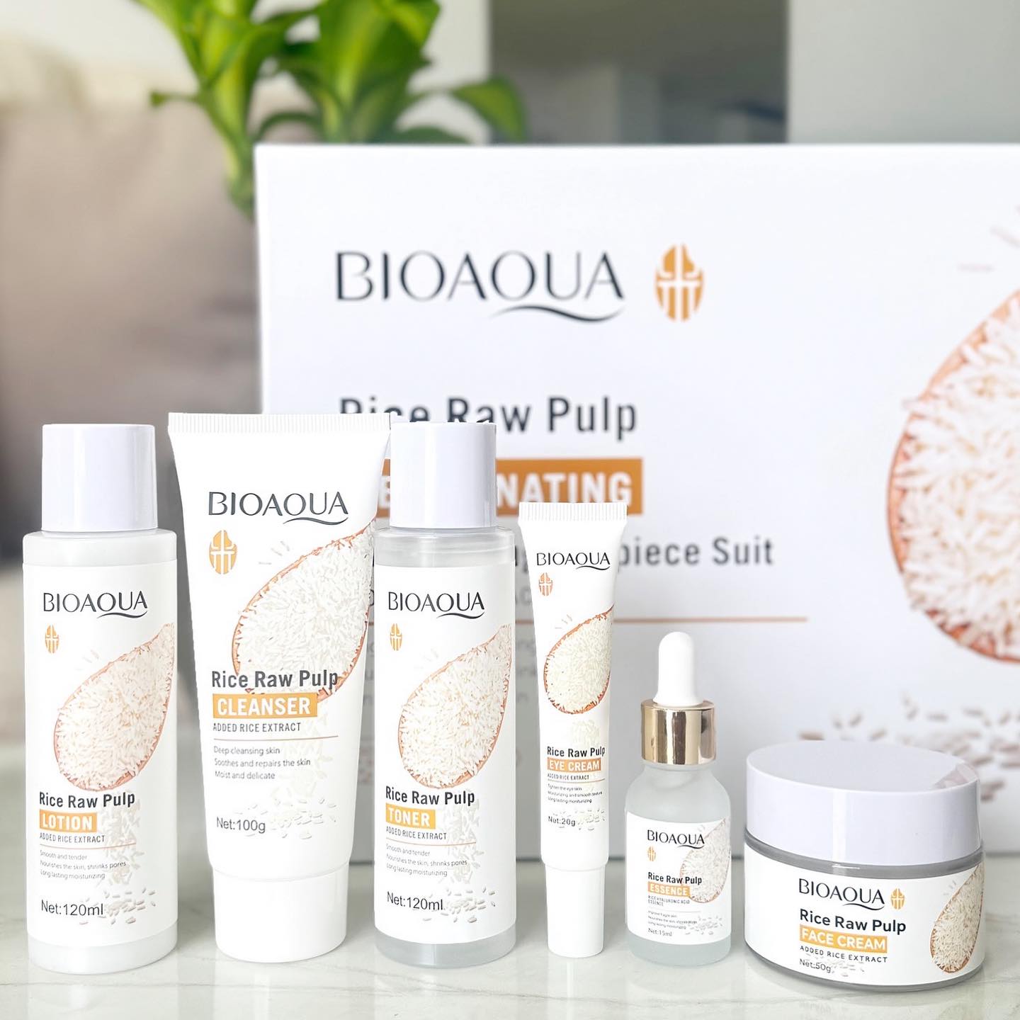 Kit De Arroz Bioaqua Antioxidante Rejuvenece Hidratante – Caja De Lujo x6 Productos – Cuidado Facial – SkinCare