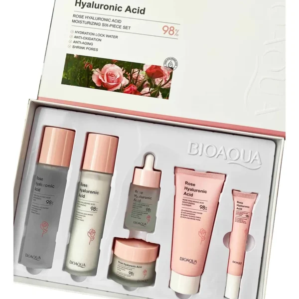 Kit Rosas Y Ácido Bioaqua – Rejuvenece Hidratante – Caja De Lujo x6 Productos – Cuidado Facial – SkinCare